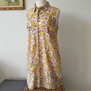 Tommy Hilfiger Sleeveless Button Down Cotton Dress Size 12 Floral Beachy…